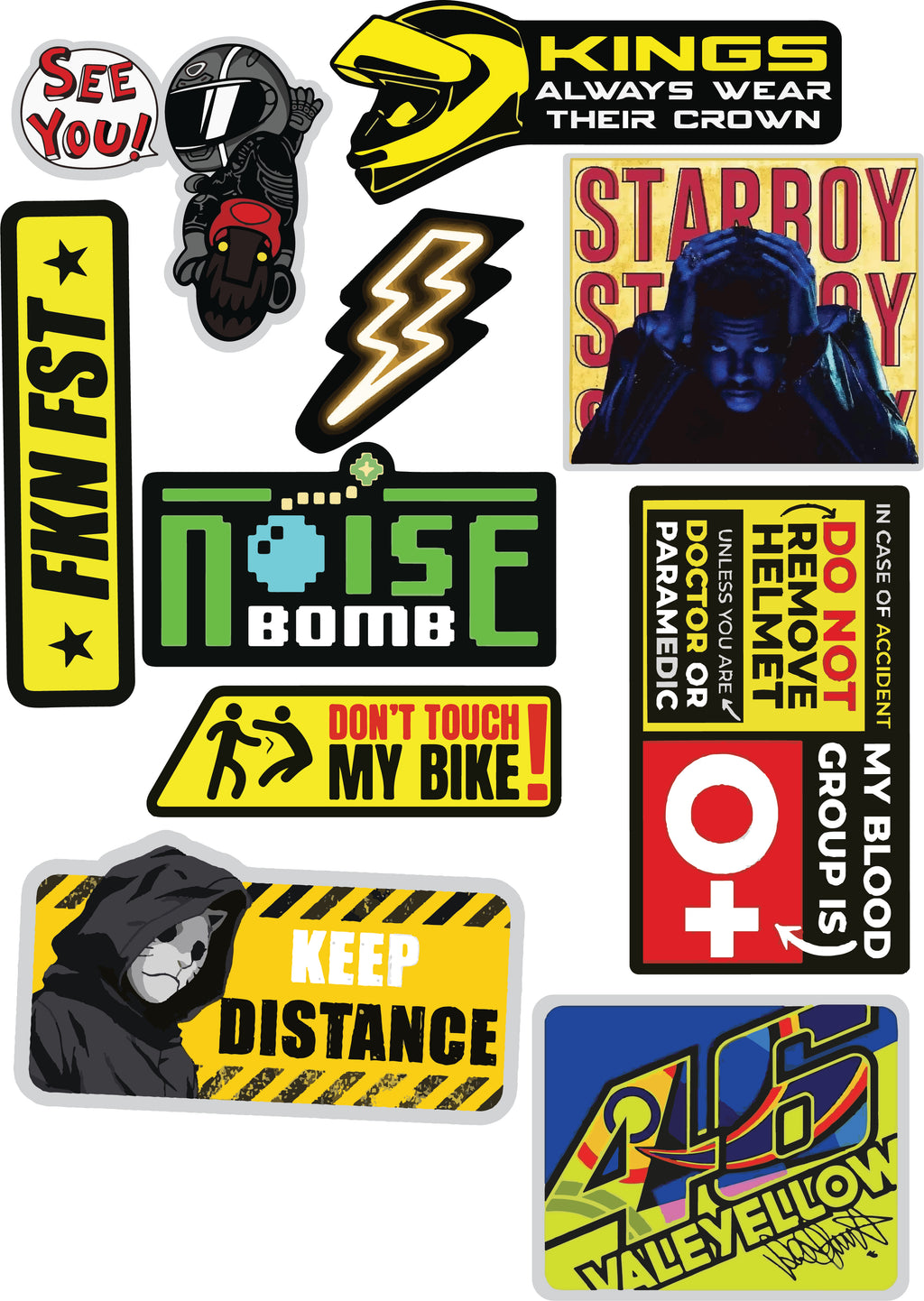 Bike Sticker Pack of 10 |3M High Quality Waterproof Premium Matt Finish Sticker