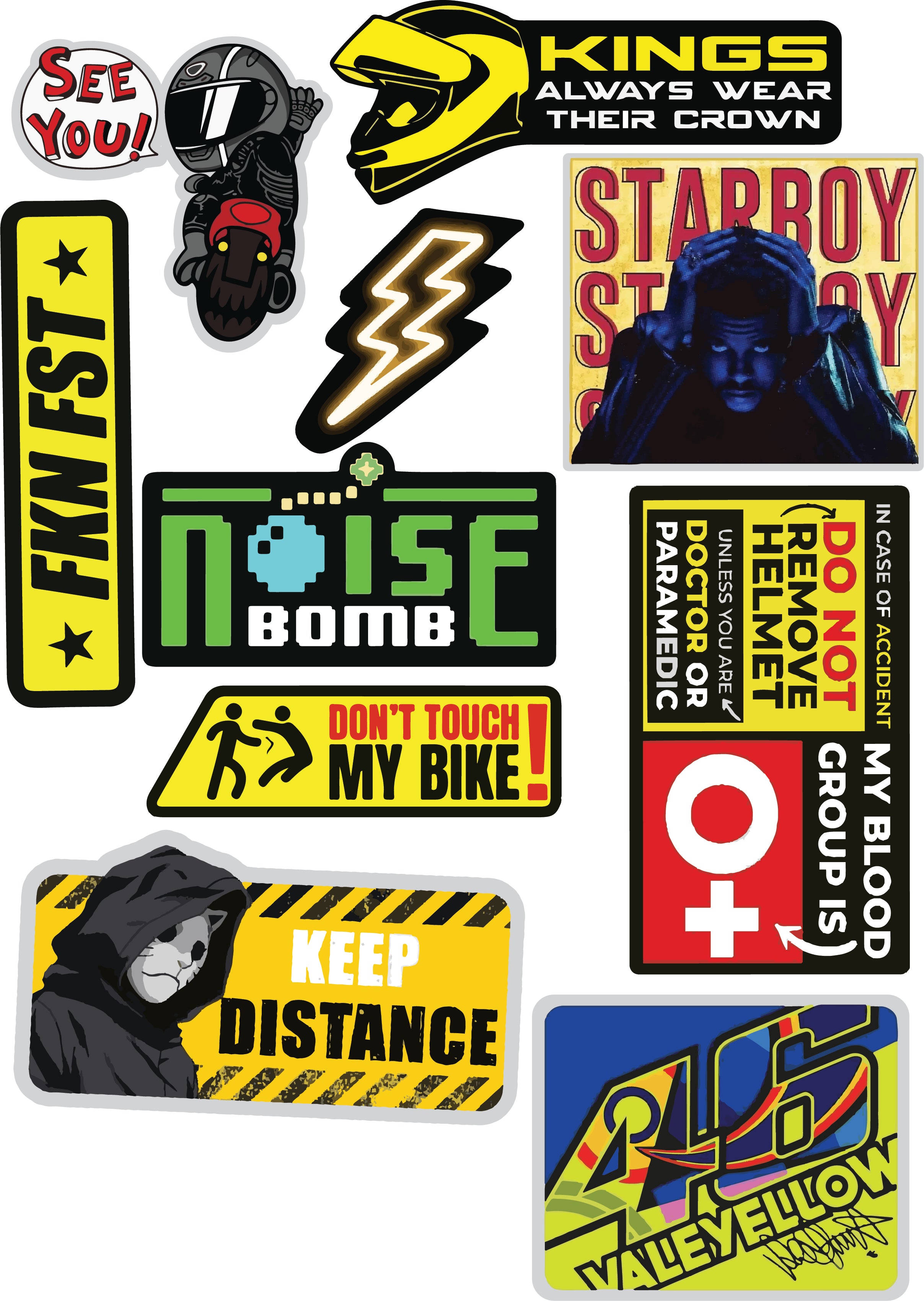 Bike Sticker Pack of 10 |3M High Quality Waterproof Premium Matt Finish Sticker