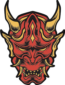 Red Oni Mask Sticker  | 3M High Quality Waterproof Premium Matt Finish Sticker