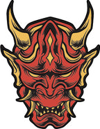 Red Oni Mask Sticker  | 3M High Quality Waterproof Premium Matt Finish Sticker