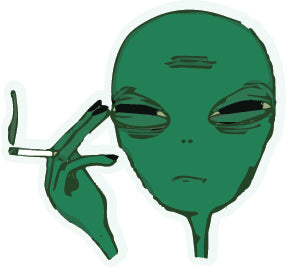 Smoking Alien Sticker  |3M High Quality Waterproof Premium Matt Finish Sticker