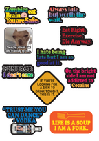 Humor Sticker 2 Pack of 10 |3M High Quality Waterproof Premium Matt Finish Sticker