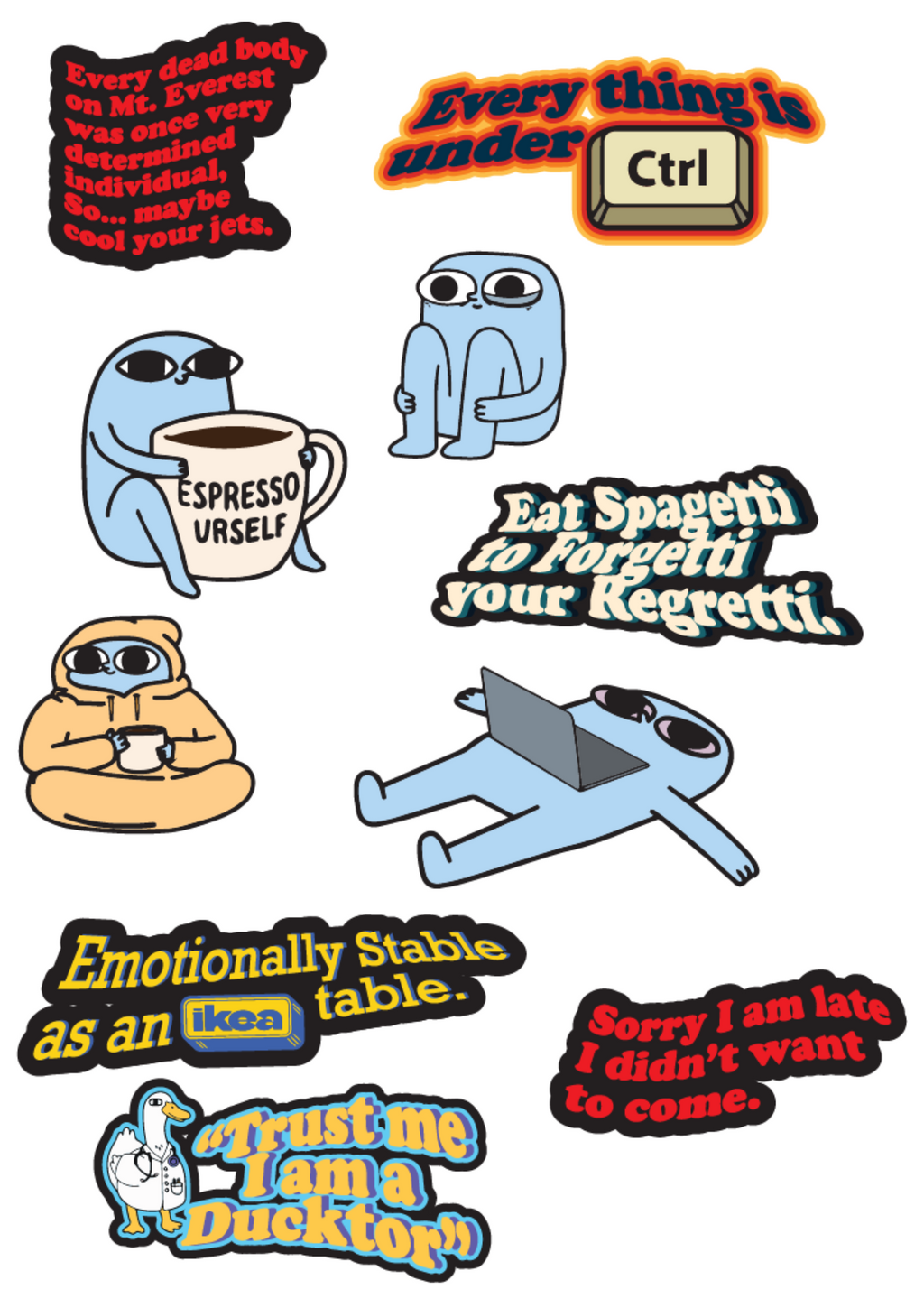 Humor Sticker 1 Pack of 10 |3M High Quality Waterproof Premium Matt Finish Sticker