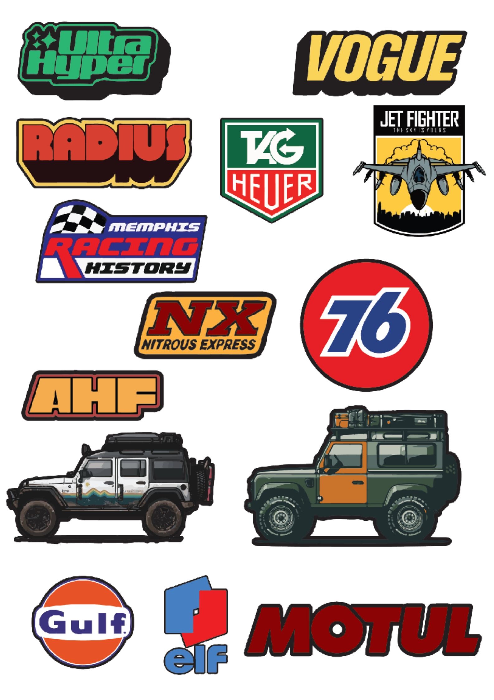 Car  Sticker 4 Pack of 14 |3M High Quality Waterproof Premium Matt Finish Sticker