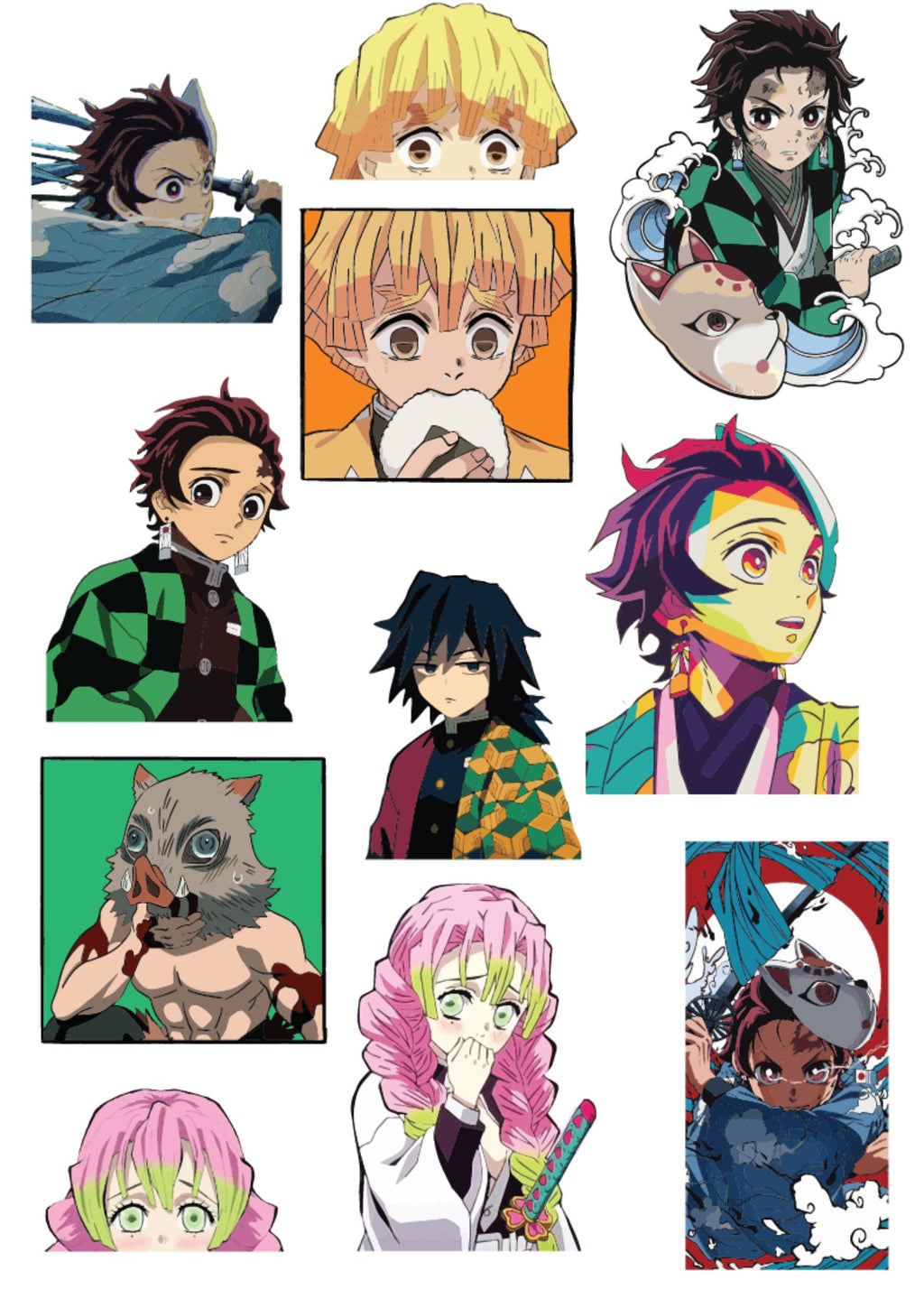 Anime Demon Slayer Sticker Pack of 11 |3M High Quality Waterproof Premium Matt Finish Sticker