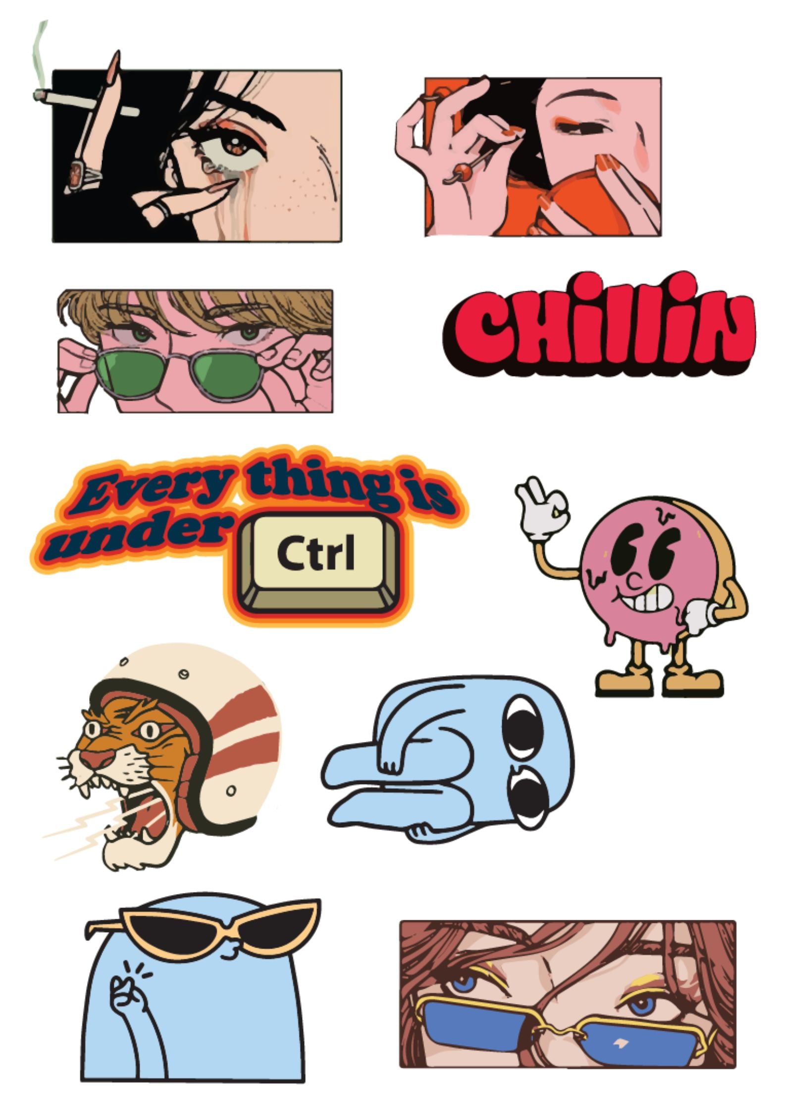 Asthetic Sticker Pack of 10|3M High Quality Waterproof Premium Matt Finish Sticker