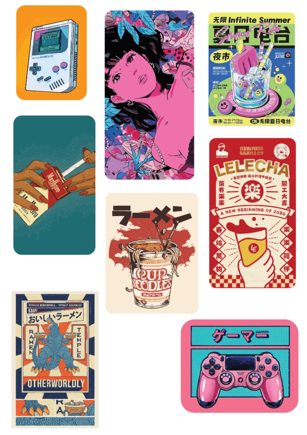 Pop art Sticker 1 Pack of 8 |3M High Quality Waterproof Premium Matt Finish Sticker