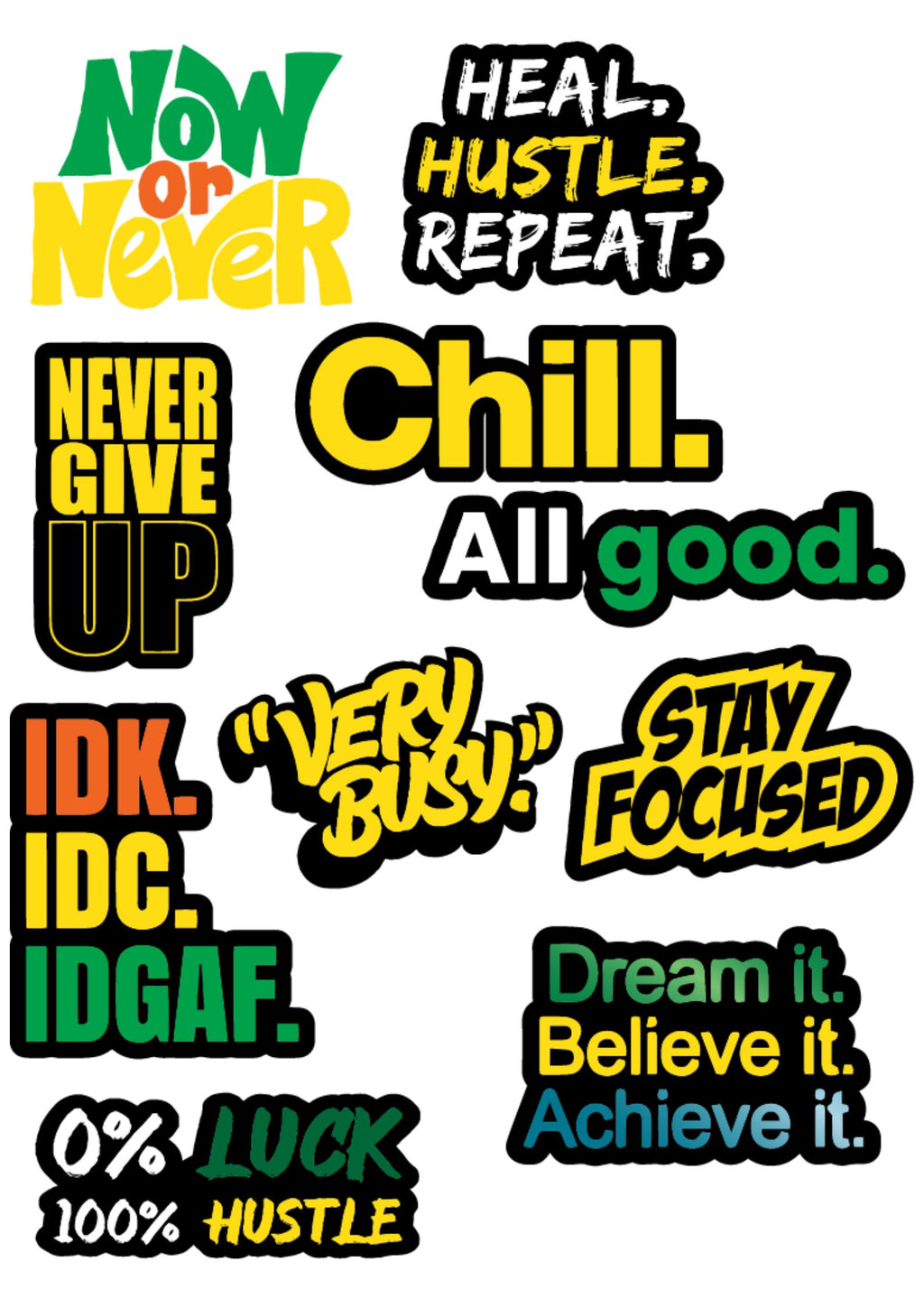 Motivation Sticker Pack of 10 |3M High Quality Waterproof Premium Matt Finish Sticker