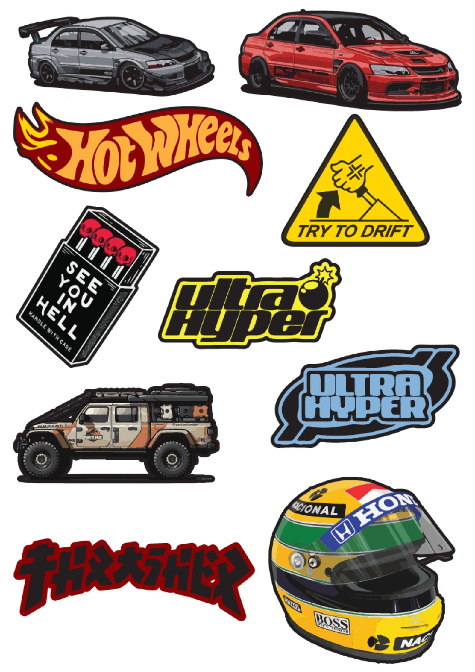 Car  Sticker 1 Pack of 10 |3M High Quality Waterproof Premium Matt Finish Sticker